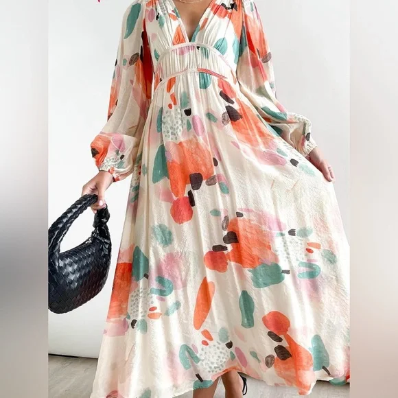 NWOT Boho Maxi Floral Dress L - Picture 3 of 11